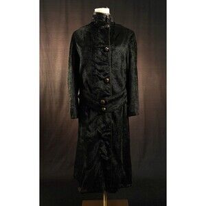 Women’s Rare Black 1920s-30s Pony Fur Coat Jacket, Silk Lining/Celluloid Buttons
